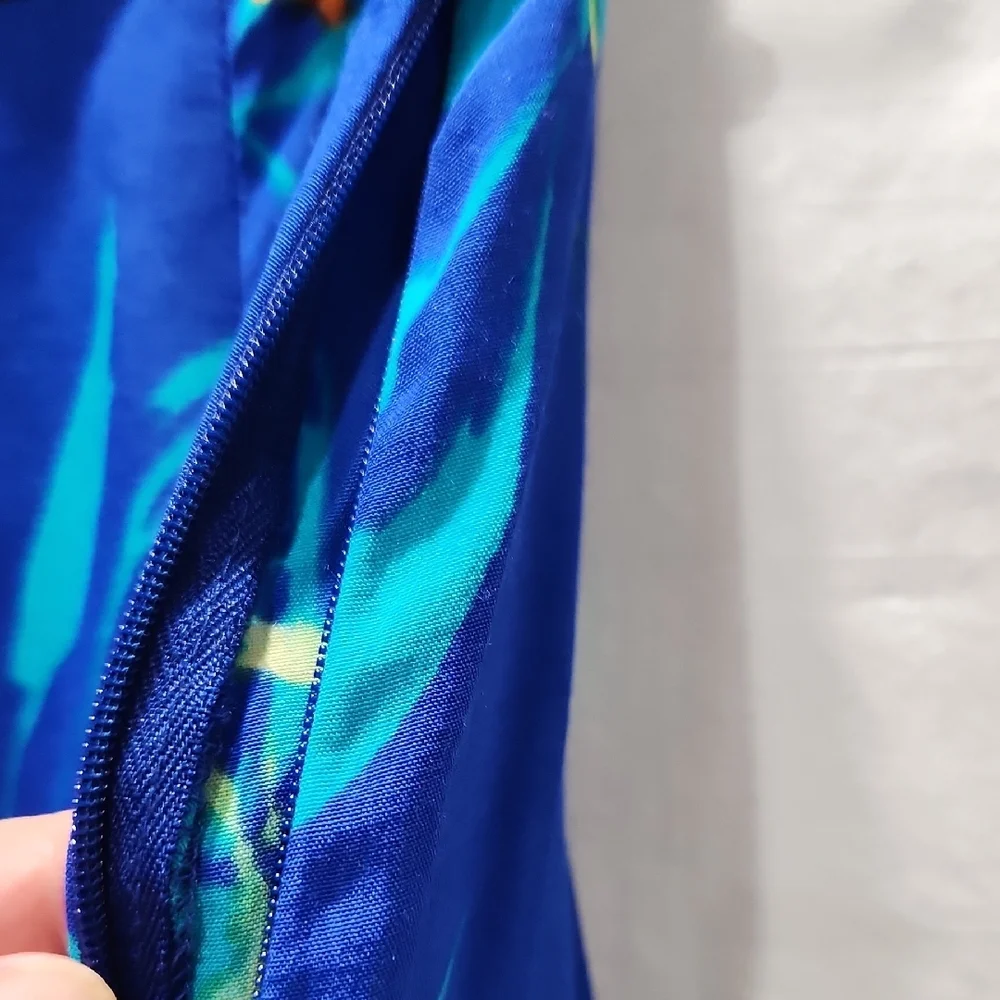 Coldwater Creek Vibrant Blue Floral Maxi Skirt